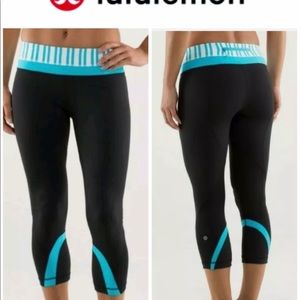 Lululemon Run Inspire Crop Black & blue Size None